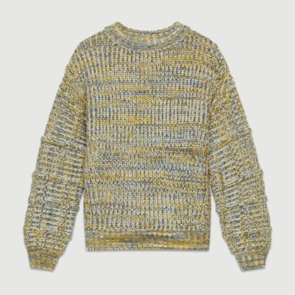 NWT Maje yellow blue chunky knit ribbed sweater M - Picture 9 of 11